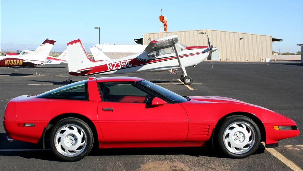 Click to Enlarge-Esc to Close Corvette Generations/C4/C4 1991 Right Side Profile Red.webp
